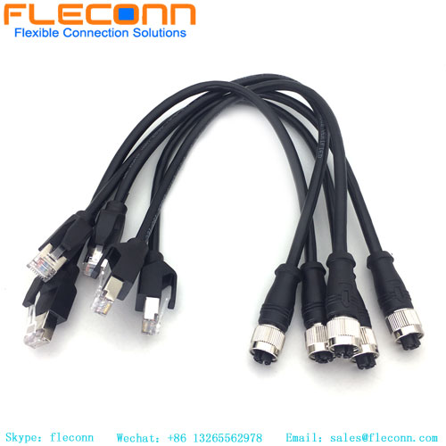M12 X-coded Female To RJ45 Cable FLECONN can supply M12 X-coded Female To RJ45 Ethernet Cable
