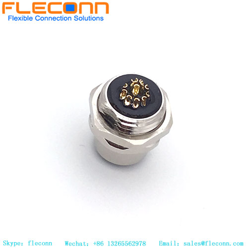 M12 8 Pin A-Coded Connector, IP67 screw waterproof panel mount socket M12 8 Pin A-Coded Connector, IP67 screw waterproof panel mount socket