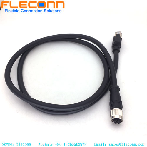 M12 To RJ45 Cable, CAT5E CAT6A 24AWG 26AWG 4-Pair Twisted SFTP Shielded PUR Ethernet cable