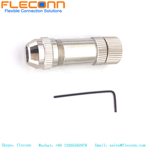 M8 4 pin Female Straight Metal Shell Plug