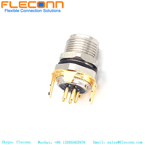 M8 5 Pin PCB Mount Connector with Shield Holder