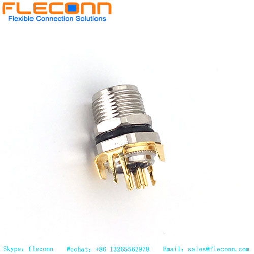 M8 5 Pin PCB Mount Connector with Shield Holder