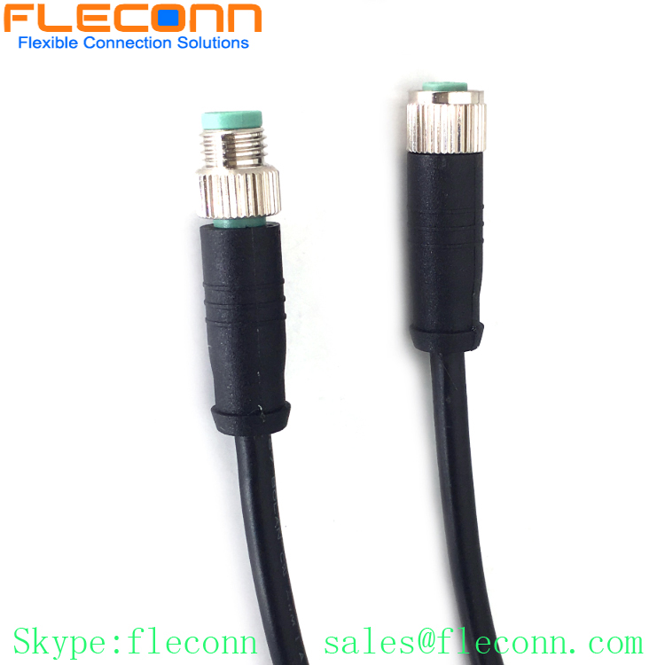 M8 3 Pin 4 Position 5 Pole 6 8 Pos Male to Female Cable, Straight Overmolded Connector Cable
