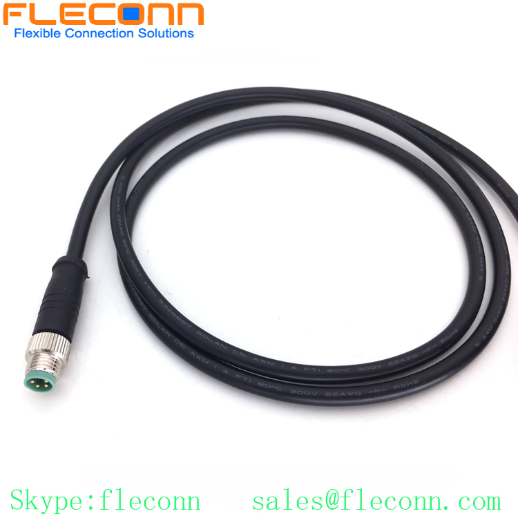 M8 4 Pole Male Cable, Outdoor LED Light Waterproof Cable