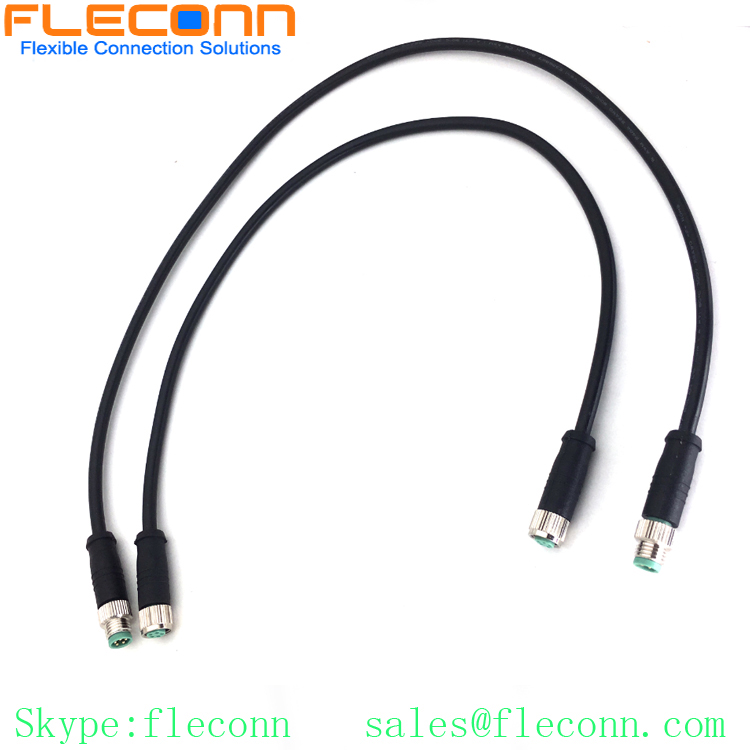 M8 B-code 5-Pole Male Cable, Straight Molded Connector Cable