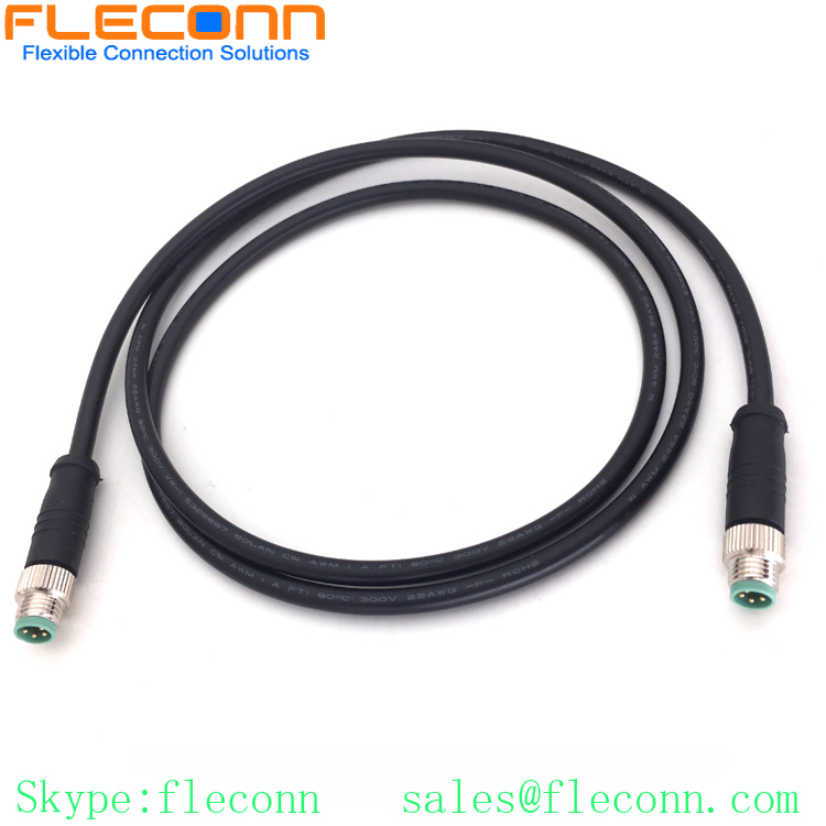 M8 4 Pole Male Cable, Outdoor LED Light Waterproof Cable