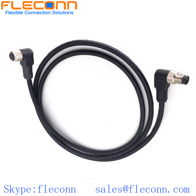 M8 4 Pos Right Angled Female Cable, IP67 IP68 Waterproof Connector