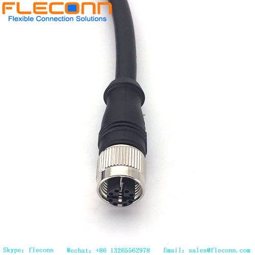 M12 X Coded Connector to RJ45 Cat6A Ethernet Cable