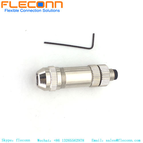 M8 3 Pin Male Connector, Metal Shell