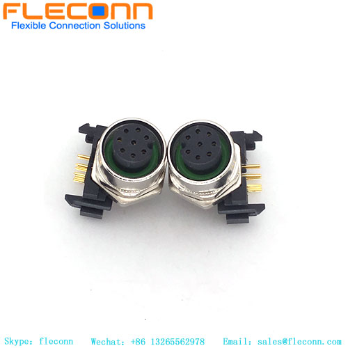 M12 A-Code 8 Pin Female Panel Mount Connector