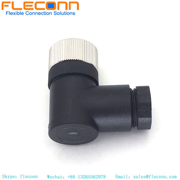 M12 Connector 5 Pin, Plastic Shell, Right Angle