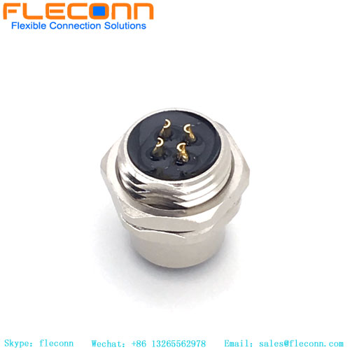 M12 Connector 4 Pin Female Front Panel Mount