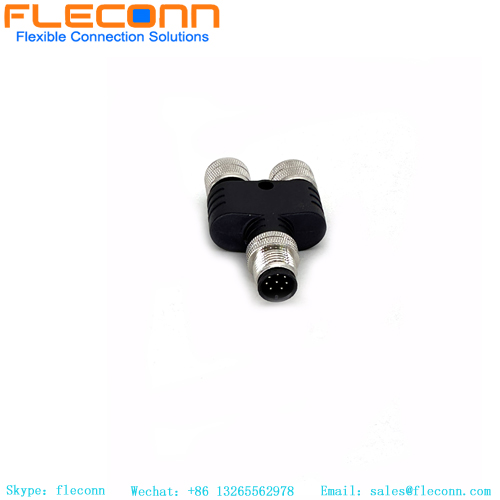M12 8 Pin Male to Female Y Splitter Connector M12 8 Pin Male to Female Y Splitter Connector