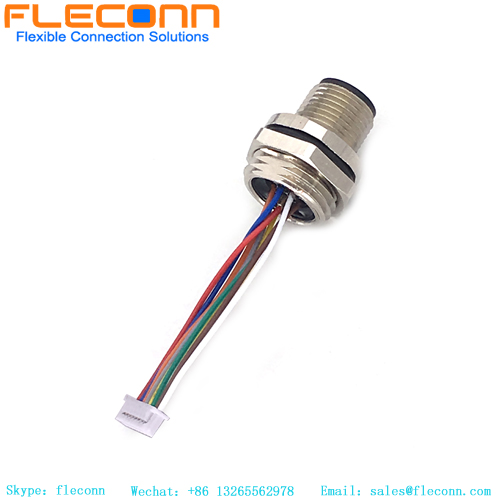 M12 8 Pin Front Panel Mount Connector With Cable M12 8 Pin Front Panel Mount Connector With Cable
