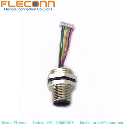 M12 8 Pin Front Mount Connector With JST Series Connector Cable M12 8 Pin Front Mount Connector With JST Series Connector Cable