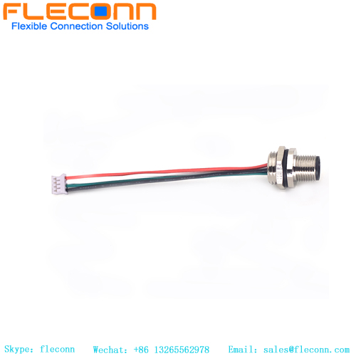 M12 4 Pin Male Rear Fastening Connector With JST Connector Cable M12 4 Pin Male Rear Fastening Connector With JST Connector Cable