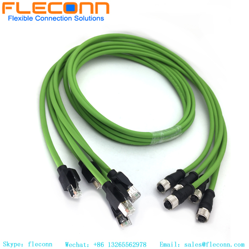 M12 4 Pin D-Coded Female to Rj45 Cable