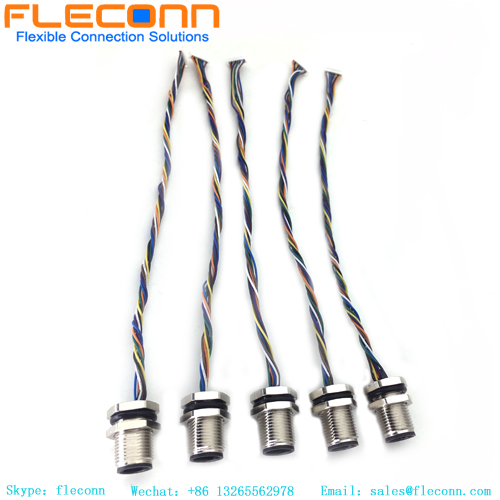 M12 8 Pin Rear Mount Connector With Molex 510210800 Wire Harness