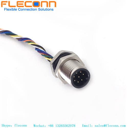 M12 8 Pin Rear Mount Connector With Molex 510210800 Wire Harness