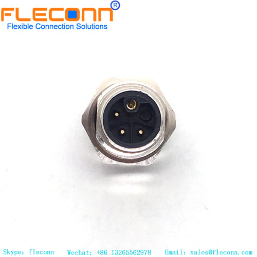 M12 L-Coded Connector PCB Panel Mount , 5 Pin Male Power Connector