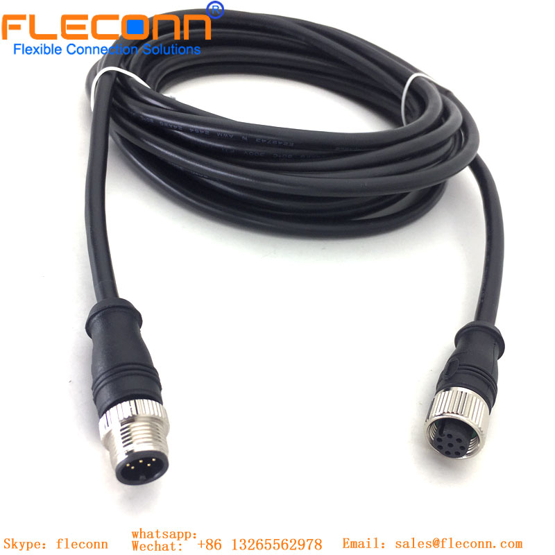 M12 A Coded，8 Pole Female IP67 Waterproof Cable