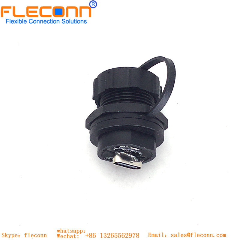 Waterproof USB C Panel Mount Connector