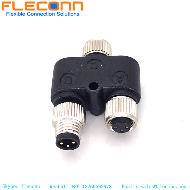 M8 5 Pin Cable Connector Male to Double Female Adapter Splitter M8 5 Pin Cable Connector Male to Double Female Adapter Splitter